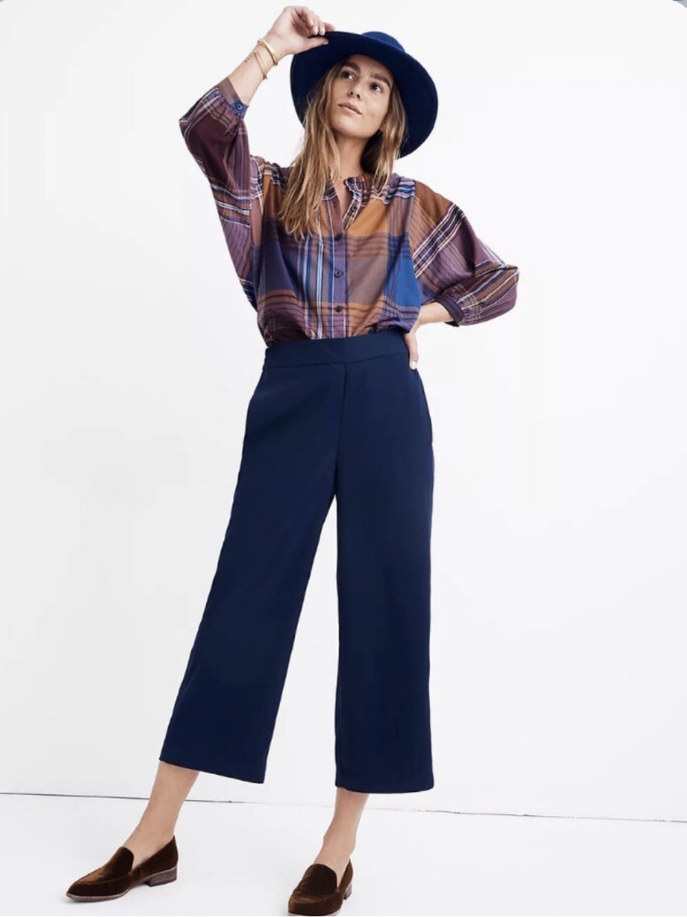 Madewell Navy Blue Huston Pull-On Cropped Pants Size S Classic Casual